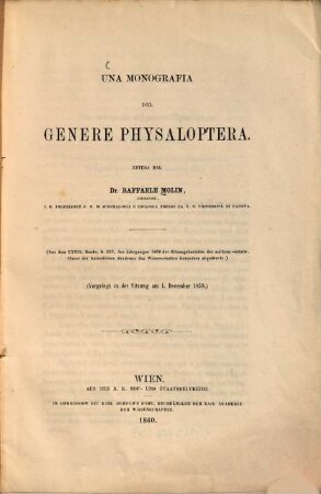 Una monografia del genere physaloptera
