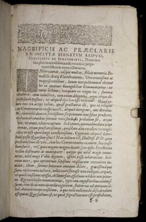 Magnificis Ac Præclaris D.D. Inclytæ Bernatum Reipubl.