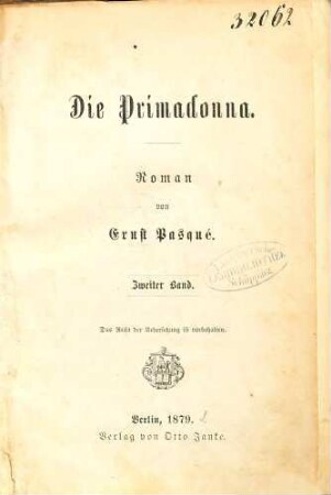 Die Primadonna : Roman. 2