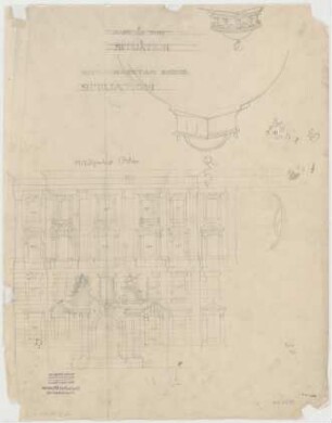 Thiersch, Friedrich von; München; Justizpalast - Fassade (Ansicht); Kuppel (Detail)