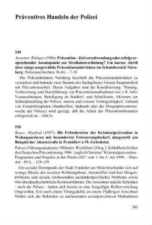 303-316, Präventives Handeln der Polizei