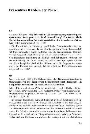 303-316, Präventives Handeln der Polizei