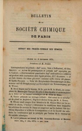 Bulletin de la Société Chimique de Paris : comprenant le Procès-verbal des séances, les Mémoires prés. à la Soc., l'Analyse des travaux de chimie pure et appliquée publ. en France et à l'étranger. 16. 1871
