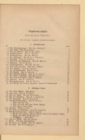 Inhaltsverzeichnis des vierten Theiles