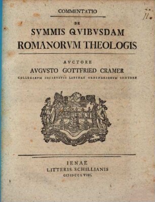 Commentatio de summis quibusdam Romanorum theologis