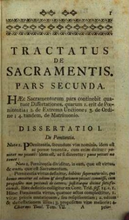 Rev. Pat. Thomae Ex Charmes Provinciae Lotharing. Capucinor. Definitoris, Custodis General. Necnon Antiqui Ss. Theolog. Professoris, Theologia Universa Ad Usum Sacrae Theologiae Candidatorum, 7. De Poenitentia, Extrema Unctione, Ordine, Et Matrimonio