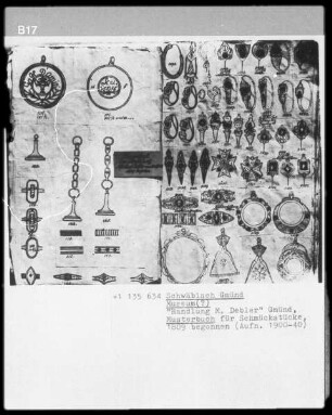 "Handlung M. Debler" Gmünd, Musterbuch für Schmuckstücke