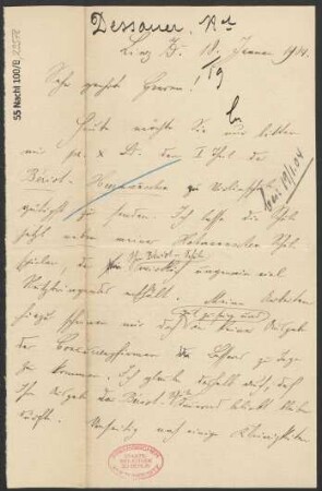 Brief an B. Schott's Söhne : 18.01.1904