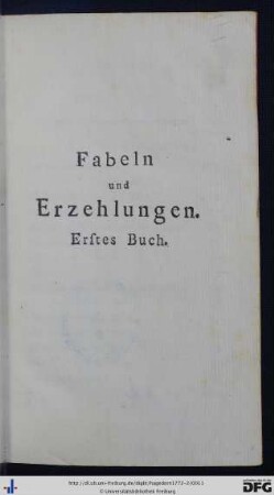 Fabeln und Erzählungen. Erstes Buch.