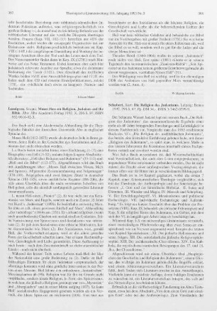 398-399 [Rezension] Schubert, Kurt, Die Religion des Judentums