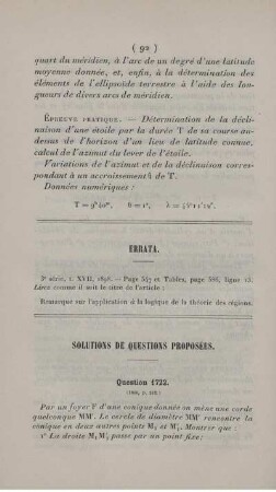 Solutions de questions proposées.