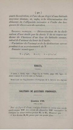 Solutions de questions proposées.