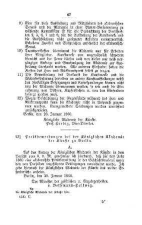 Preisbewerbungen bei der Königlichen Akademie der Künste zu Berlin : [I. Akademien und Universitäten]