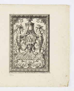 Schmuckrahmen um ein Medaillon mit Göttin Athene, aus: "Oeuvre du sieur D. Marot, architecte de Guillaume III, roy de la Grande Bretagne"