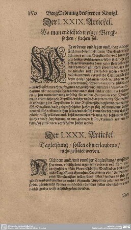 Der LXXX. Artickel. Tagleistung/ sollen ohn erlaubnis/ nicht gestatet werden.