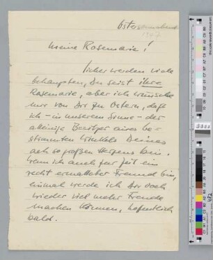 Brief an Rosemarie Clausen