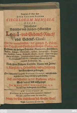 Circulorum Memoriae Decas