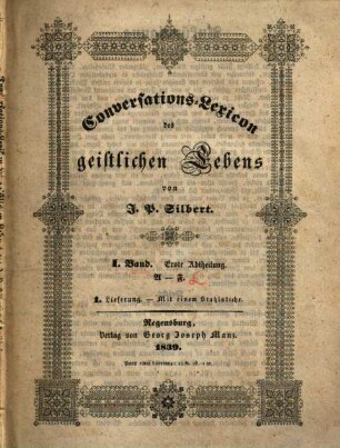 Conversations-Lexicon des geistlichen Lebens. 1,1, A - F