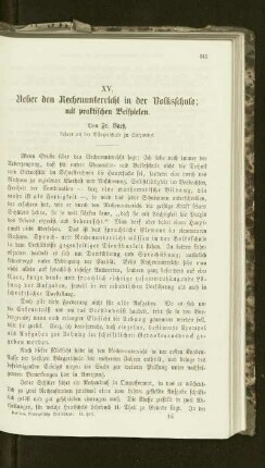 Ueber den Rechenunterricht in der Volksschule : mit praktischen Beispielen