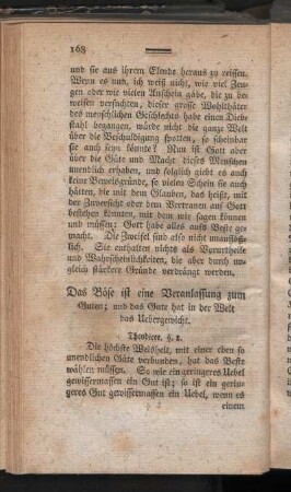 Das Böse ist eine Veranlassung zum Guten