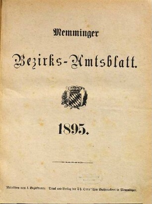 Memminger Bezirksamtsblatt. 1895