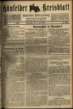 Erste Ausgabe vom Donnerstag, den 31. Juli 1930.
