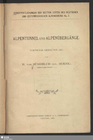 2.1882: Veröffentlichungen der Section Leipzig des Deutschen und Oesterreichischen Alpenvereins