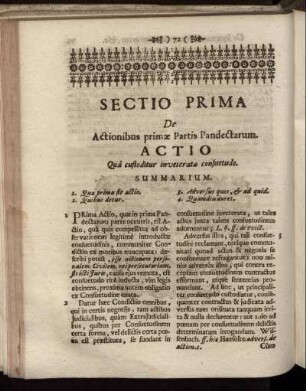 Sectio Prima De Actionibus primæ Partis Pandectarum.