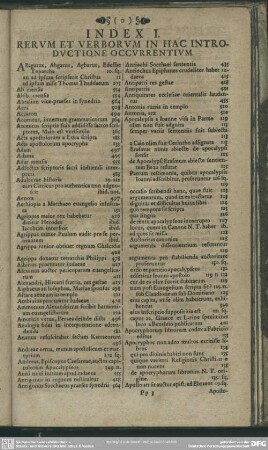 Index I. Rerum et verborum in hac introductione occurrentium