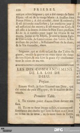Les Dix Commandemens de la Loi de Dieu.
