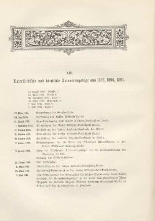 XII. Vaterländische und kirchliche Erinnerungstage aus 1895, 1896, 1897