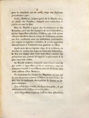 Discours De M. Le Garde Des Sceaux, Pour annoncer l'Édit Du Roi, portant Réduction d'Offices dans sa Cour de Parlament de Paris