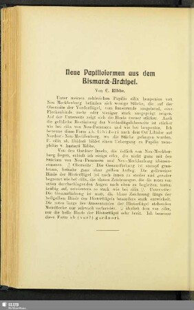 Neue Papilioformen aus dem Bismarck-Archipel