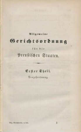 Erster Theil. Prozeßordnung.