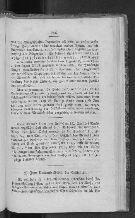 2) Zum Unions-Receß der Collegien.
