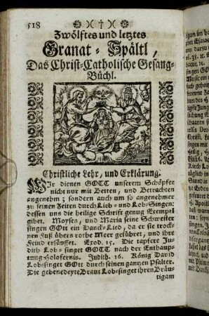 Zwölftes und letztes Granat-Spältl, Das Christ-Catholische Gesang-Büchl.