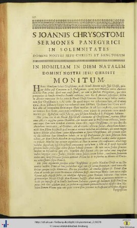 Sermones panegyrici in solemnitates.