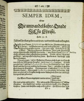 Semper Idem, Oder Die unwandelbahre Gnade Jesu Christi.