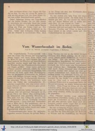 Vom Wasserhaushalt im Boden.