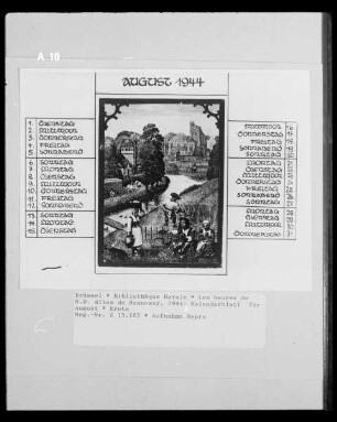 Les heures de N. D. dites de Hennessy, Kalenderblatt für August, Ernte