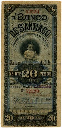 Geldschein, 20 Pesos, 27.7.1888?
