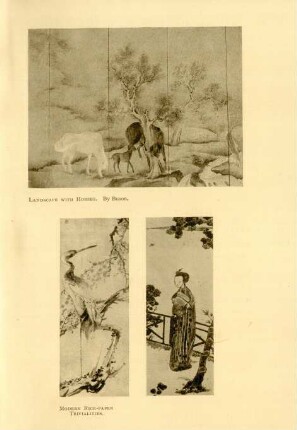 Landscape with horses. By Buson. Modern rice-paper trivialities