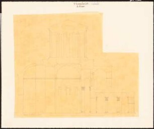 S. Elias, Thessaloniki: Durchzeichnung: Schnitt durch die Kuppel, Maßstabsleiste (nach Charles Texier und Richard P. Pullan, LIV)