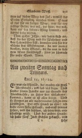 Am zweiten Sonntag nach Trinitatis.