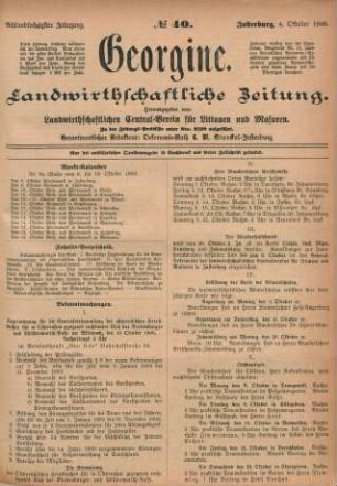 Achtundsechzigster Jahrgang. No. 40. Insterburg, 4. Oktober 1900.