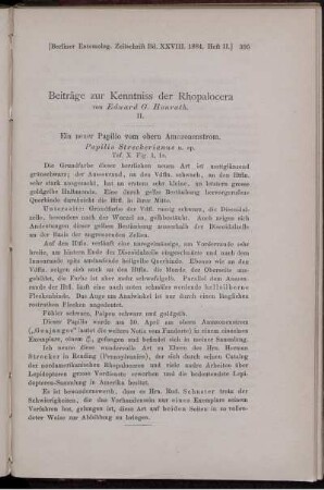 Beiträge zur Kenntniss der Rhopalocera