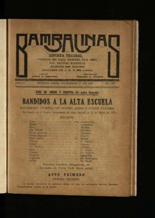 Bandidos a la alta escuela : melodrama policial en cuatro actos y nueve cuadros