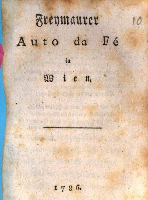 Freymaurer Auto da Fé in Wien