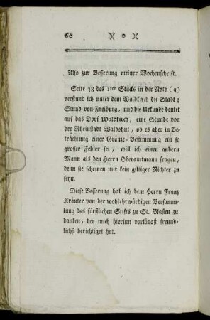 Also zur Besserung meiner Wochenschrift.