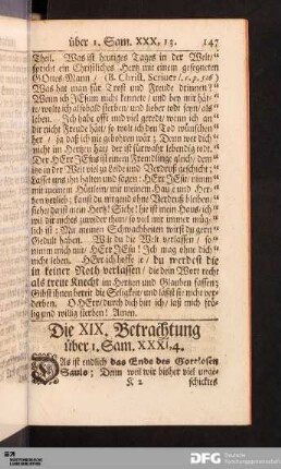 Die XIX. Betrachtung über I. Sam. XXXI, 4.